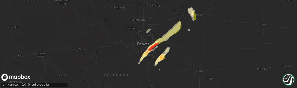 Hail map in Aurora, CO on September 29, 2014