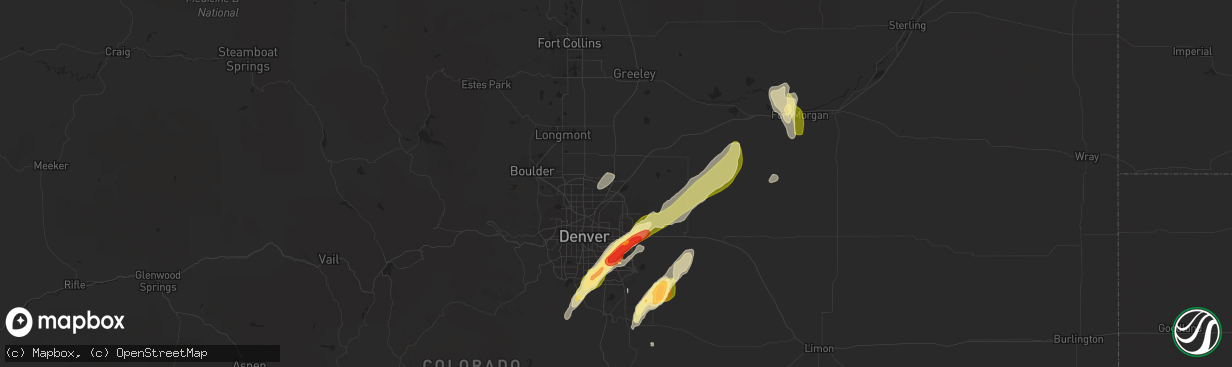 Hail map in Brighton, CO on September 29, 2014