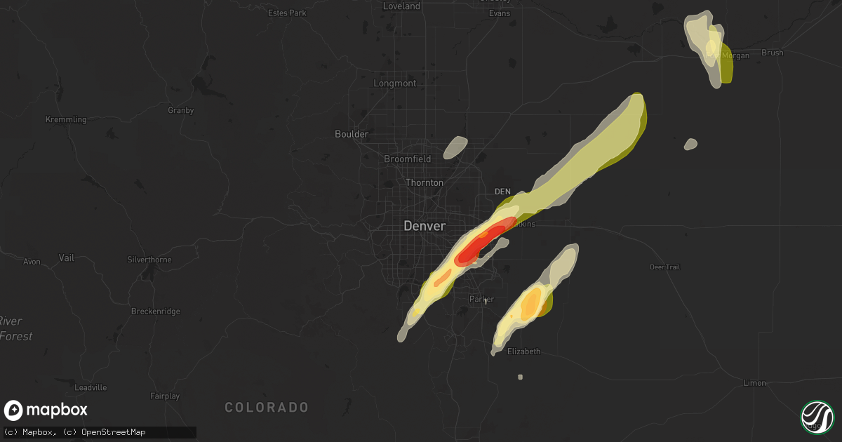 Hail map in Denver, CO on September 29, 2014