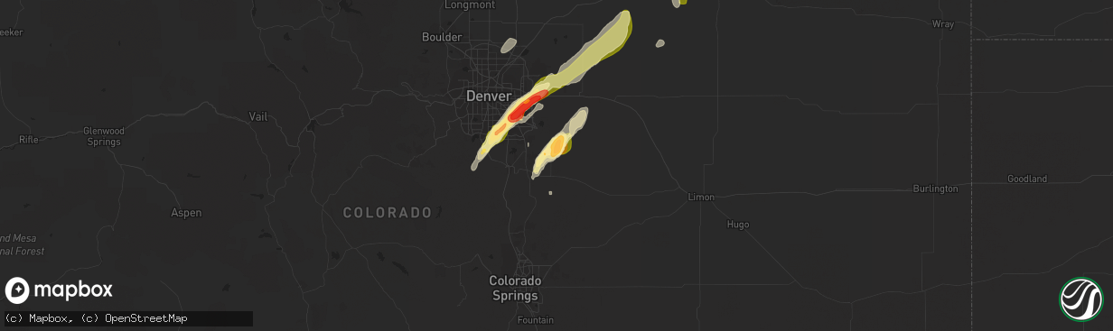 Hail map in Elizabeth, CO on September 29, 2014