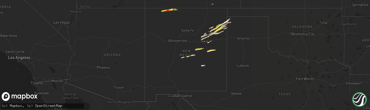 Hail map in New Mexico on September 29, 2014
