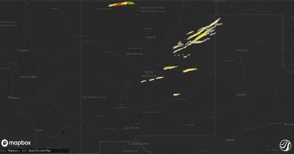 Hail map in New Mexico on September 29, 2014