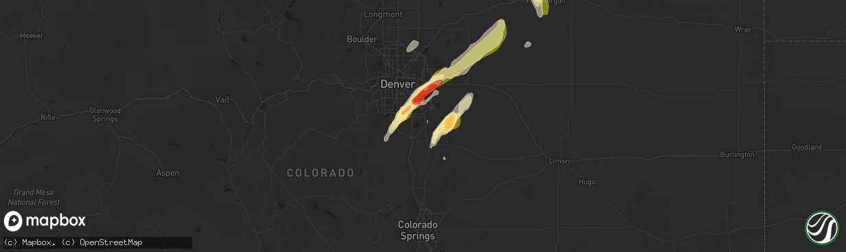 Hail map in Parker, CO on September 29, 2014