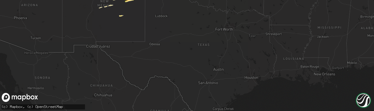 Hail map in Texas on September 29, 2014