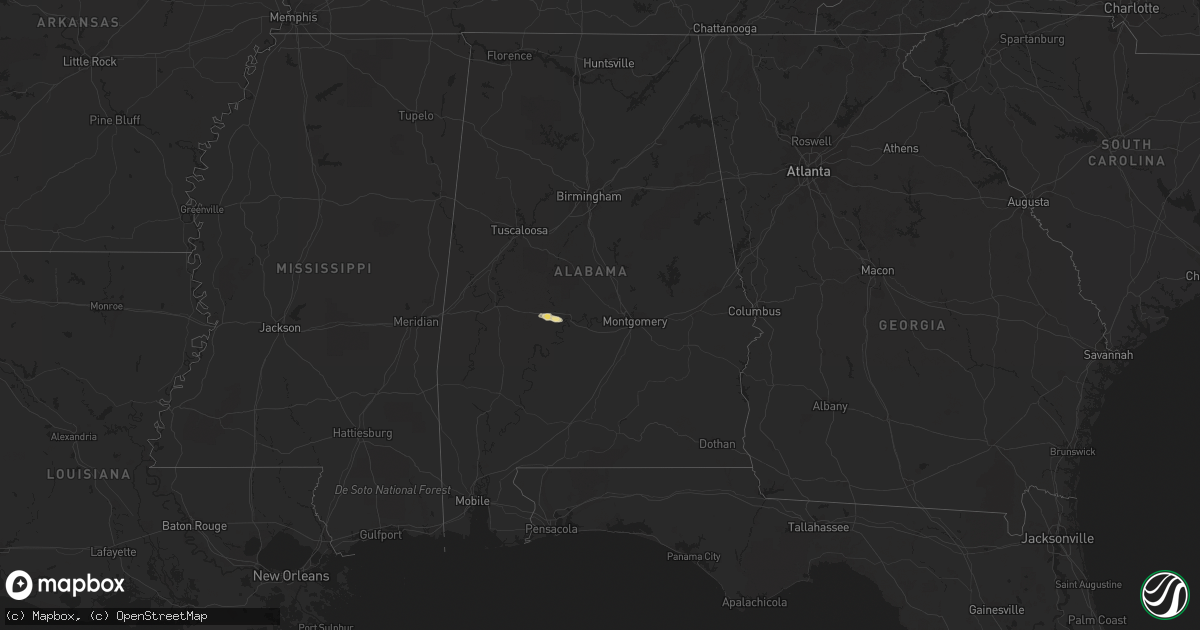 Hail map in Alabama on September 29, 2015