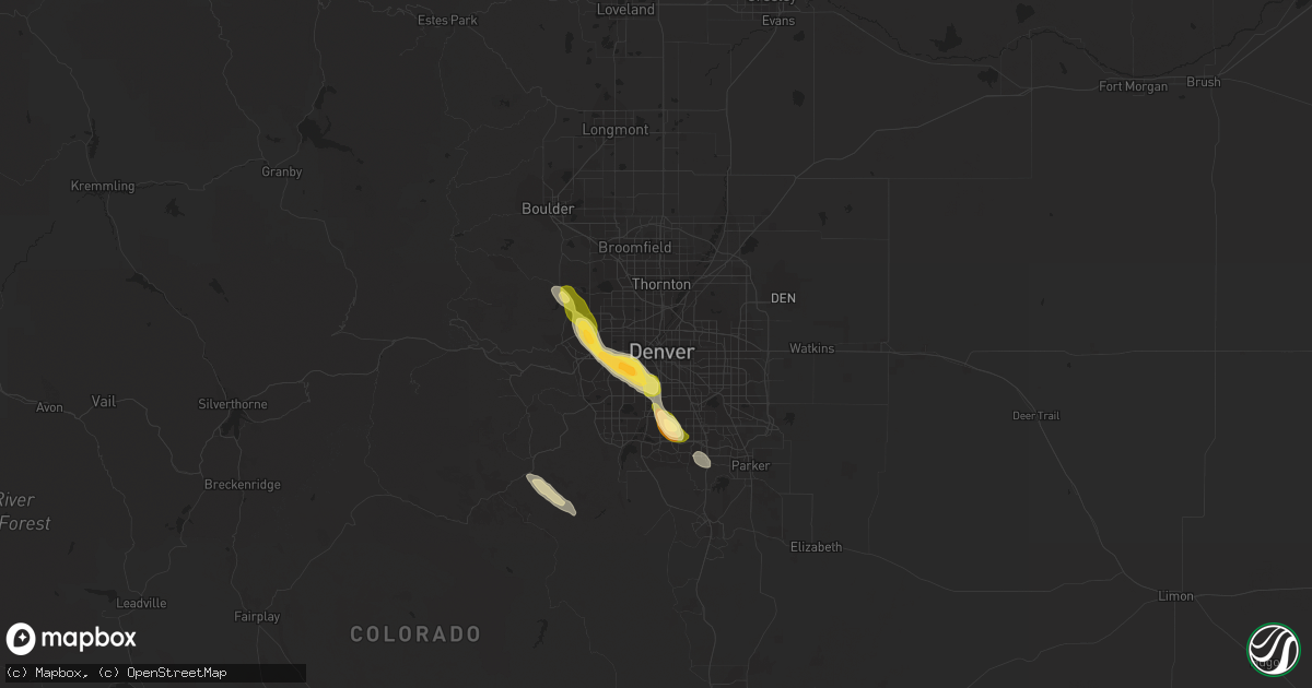 Hail map in Denver, CO on September 29, 2015