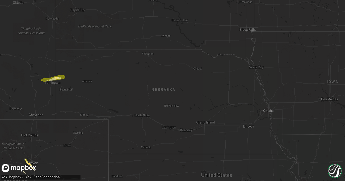 Hail map in Nebraska on September 29, 2015
