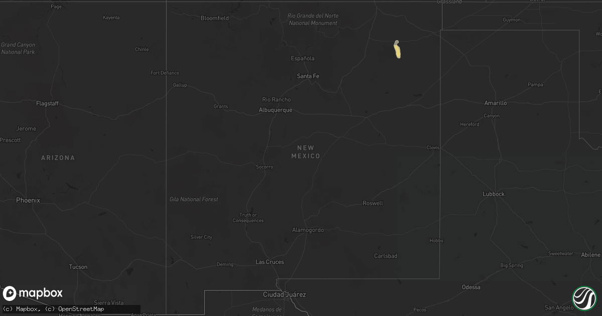 Hail map in New Mexico on September 29, 2015