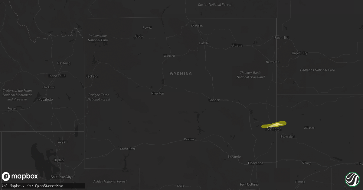 Hail map in Wyoming on September 29, 2015