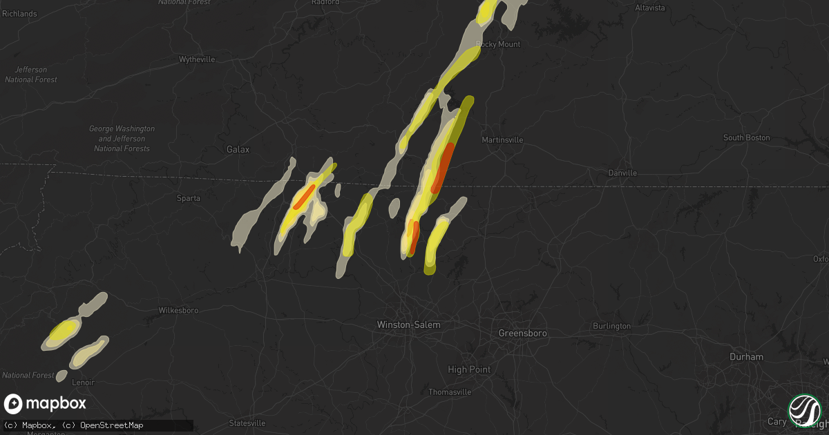 Hail map in Danbury, NC on September 29, 2016