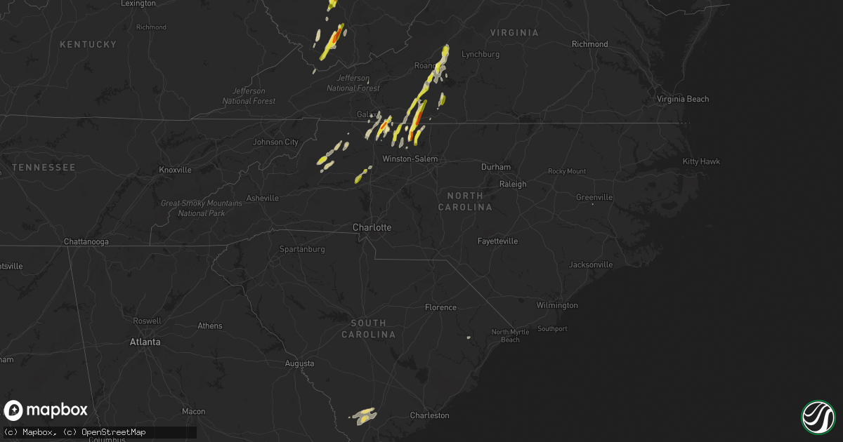 Hail map in North Carolina on September 29, 2016