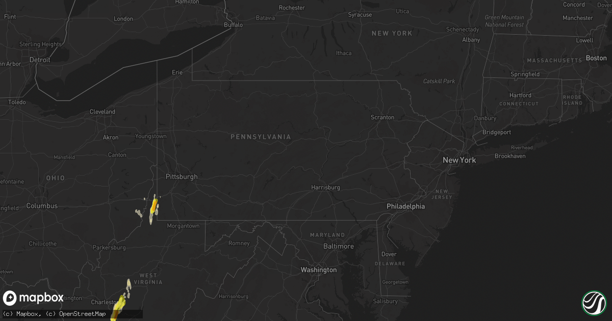 Hail map in Pennsylvania on September 29, 2016