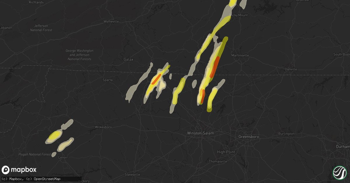 Hail map in Pilot Mountain, NC on September 29, 2016