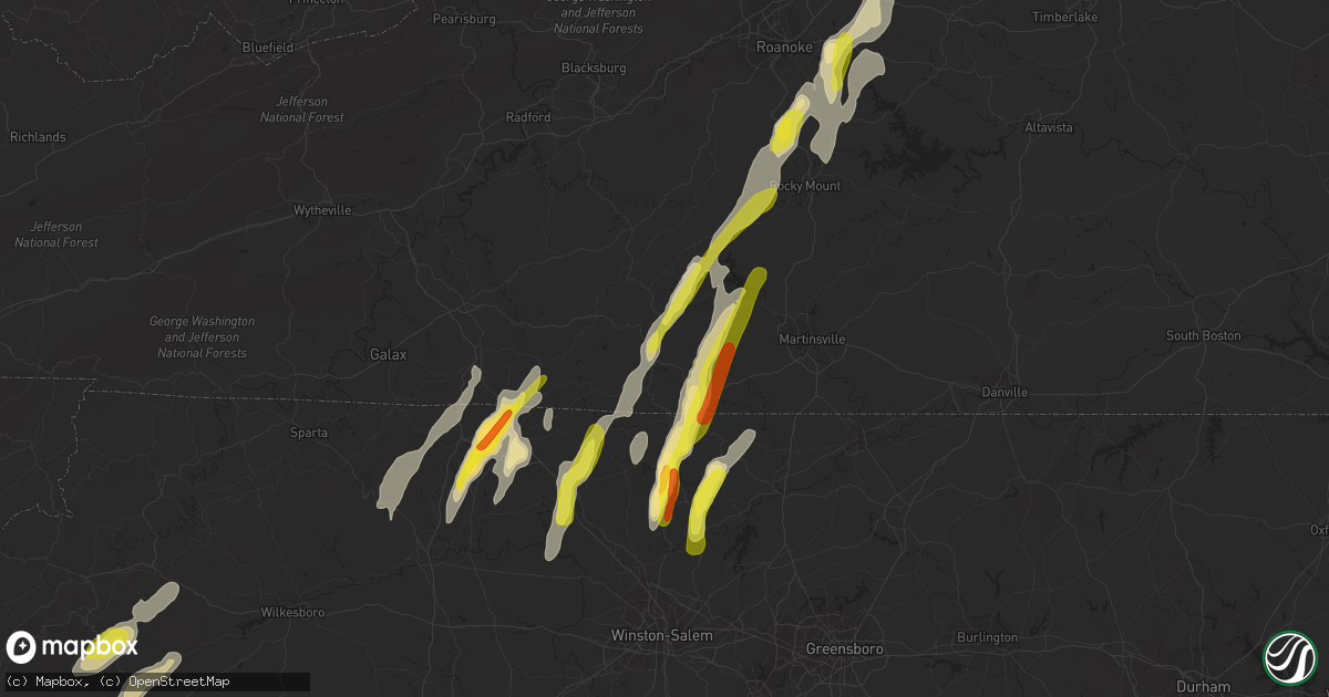 Hail map in Stuart, VA on September 29, 2016