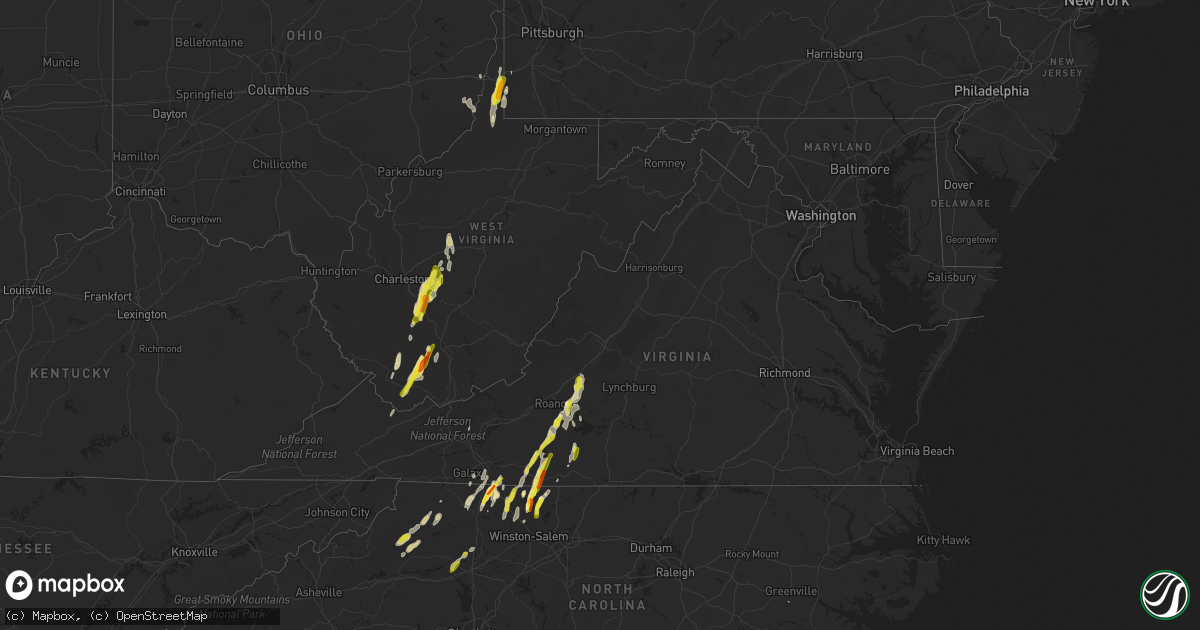 Hail map in Virginia on September 29, 2016