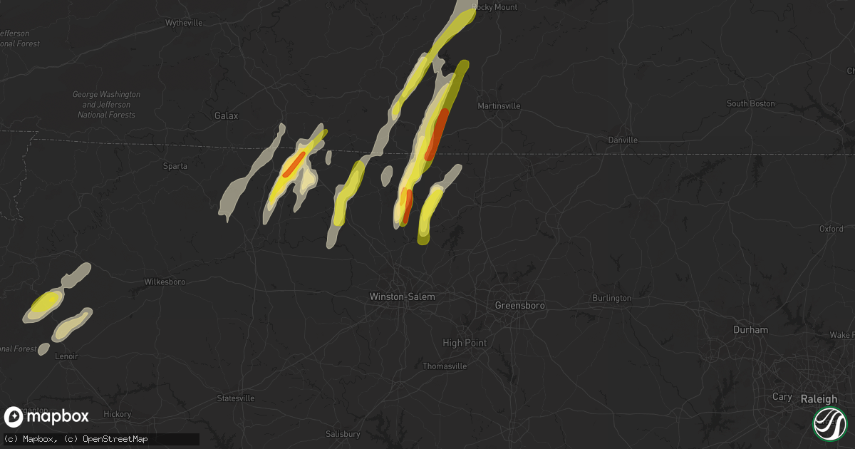 Hail map in Walnut Cove, NC on September 29, 2016