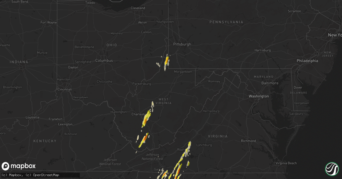 Hail map in West Virginia on September 29, 2016
