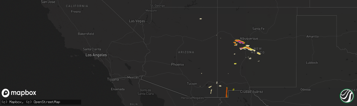 Hail map in Arizona on September 29, 2017