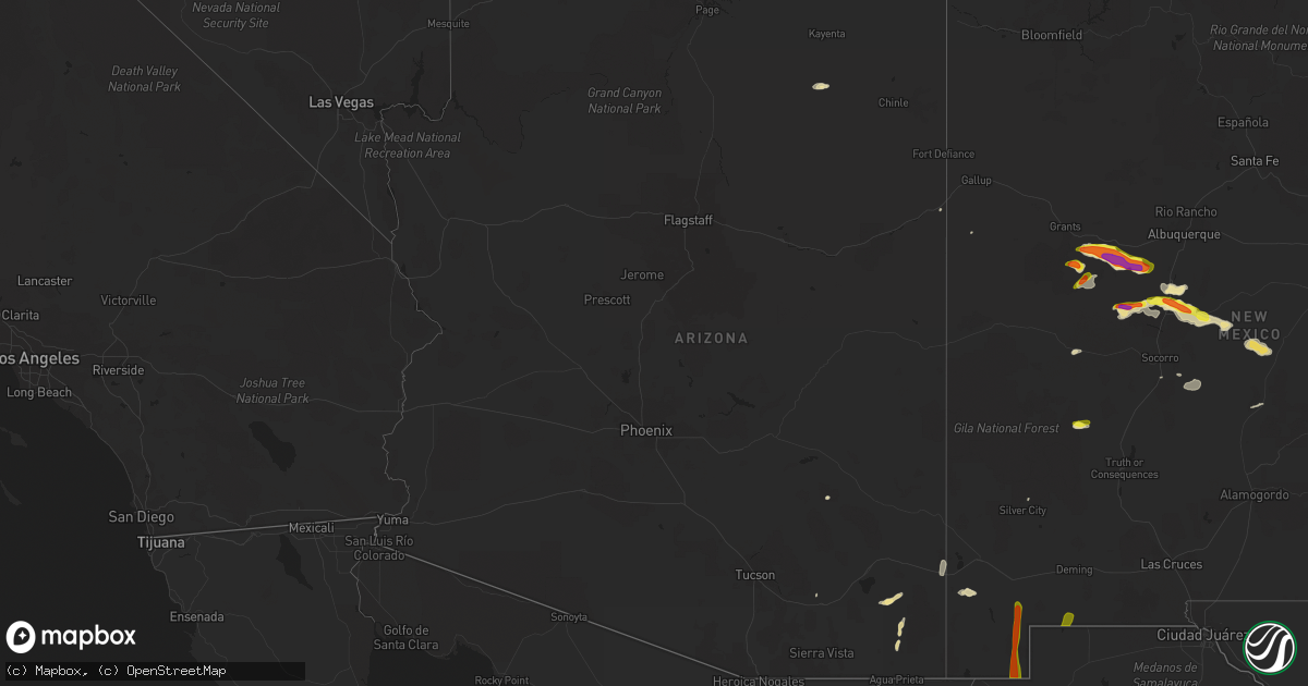 Hail map in Arizona on September 29, 2017