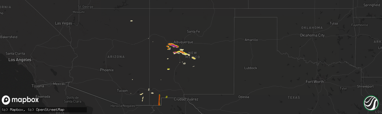 Hail map in New Mexico on September 29, 2017