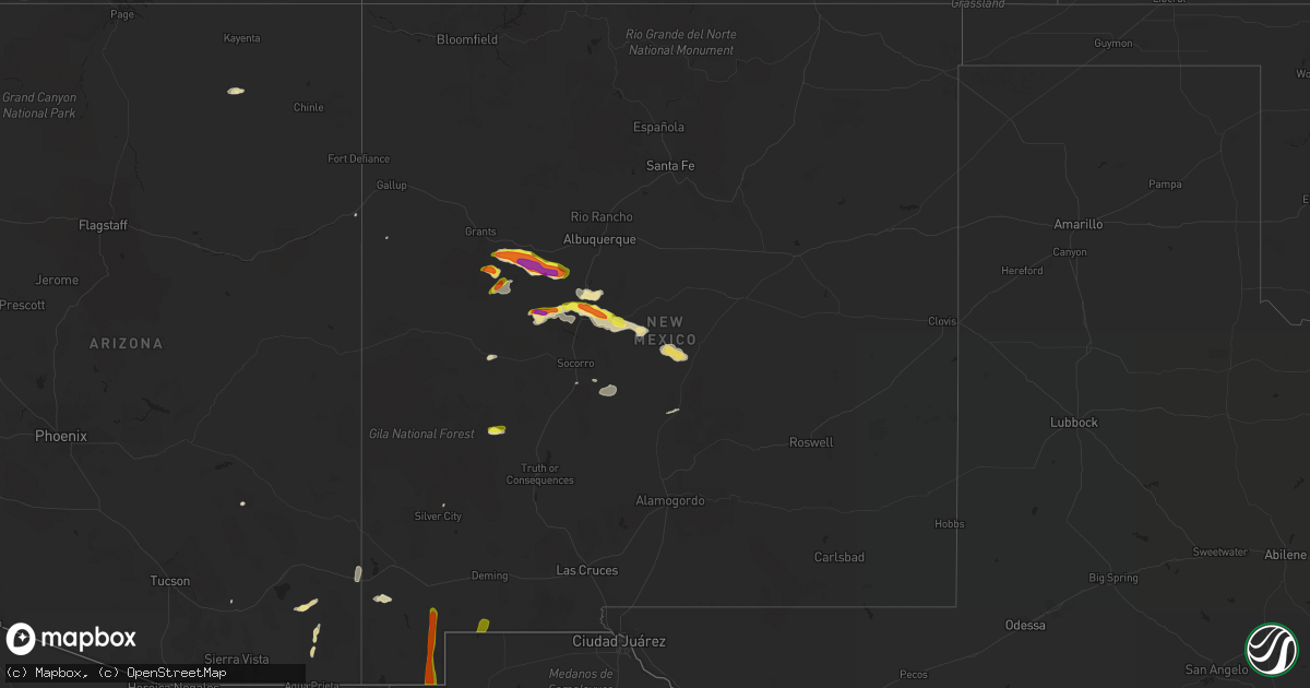 Hail map in New Mexico on September 29, 2017
