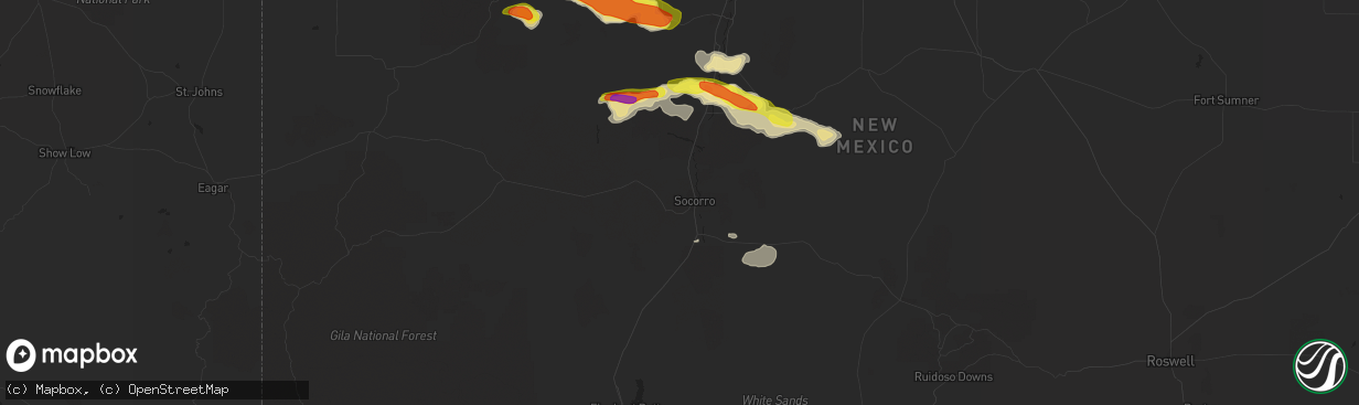 Hail map in Socorro, NM on September 29, 2017