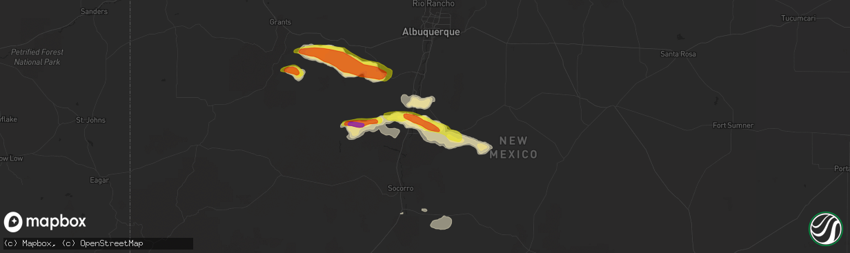 Hail map in Veguita, NM on September 29, 2017