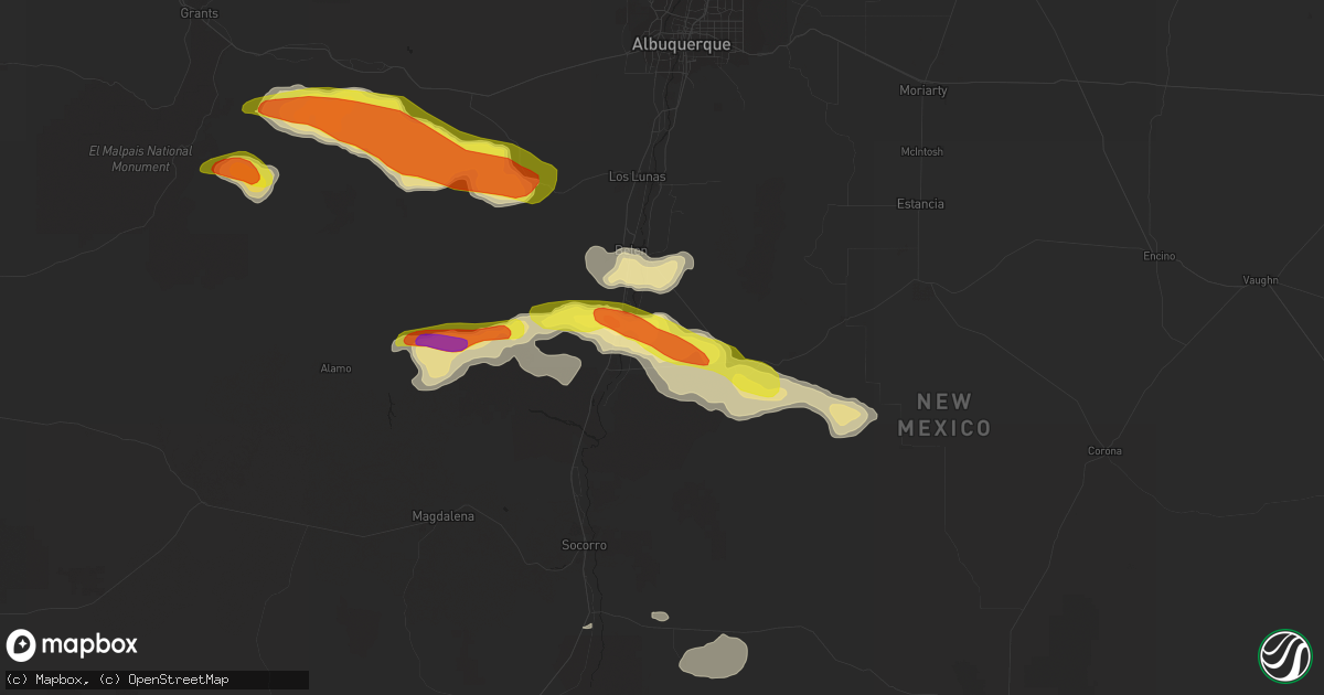 Hail map in Veguita, NM on September 29, 2017