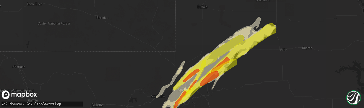 Hail map in Belle Fourche, SD on September 29, 2019