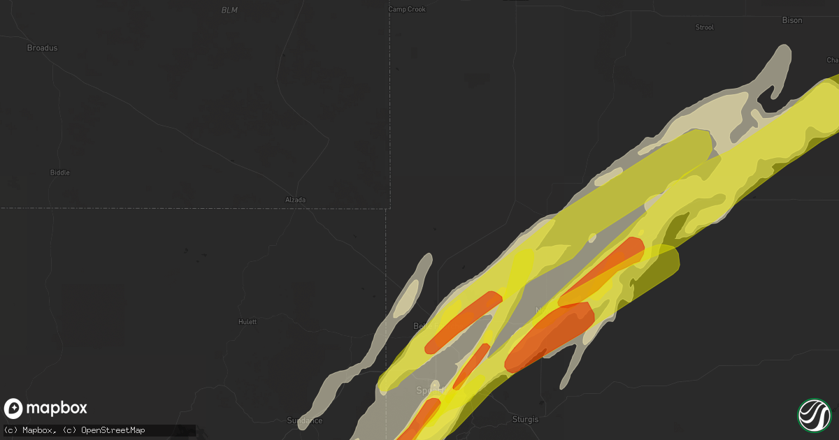 Hail map in Belle Fourche, SD on September 29, 2019