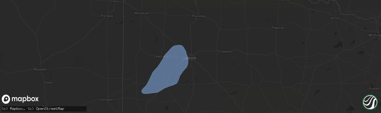 Hail map in Lubbock, TX on September 29, 2019