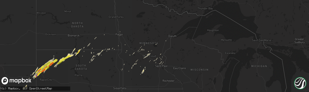 Hail map in Minnesota on September 29, 2019