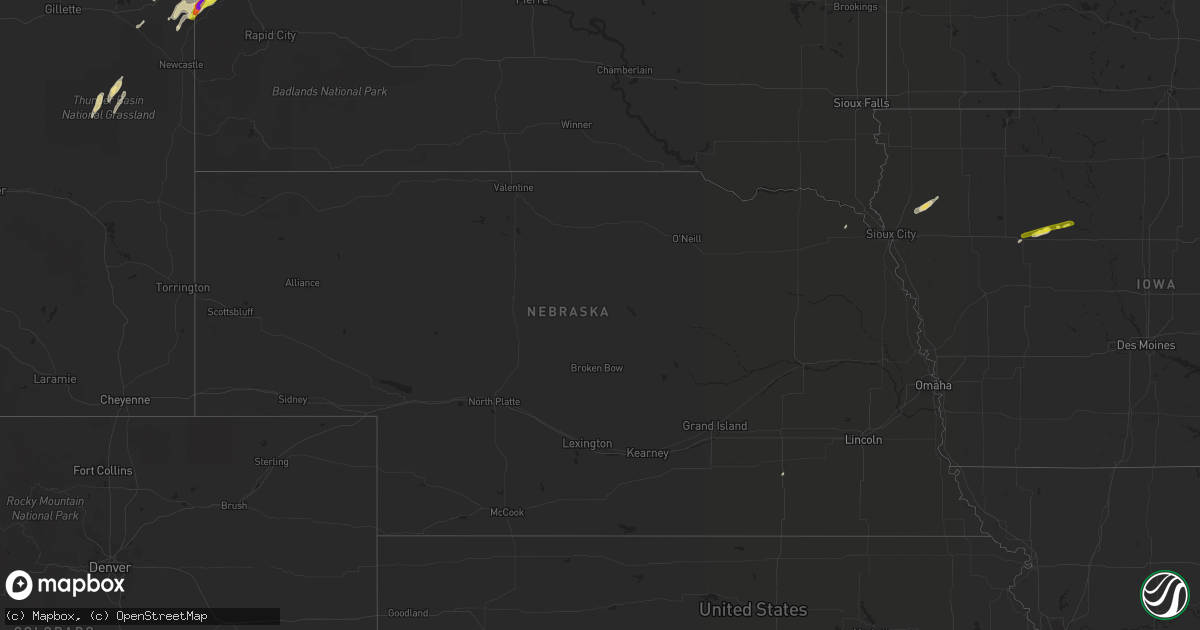 Hail map in Nebraska on September 29, 2019