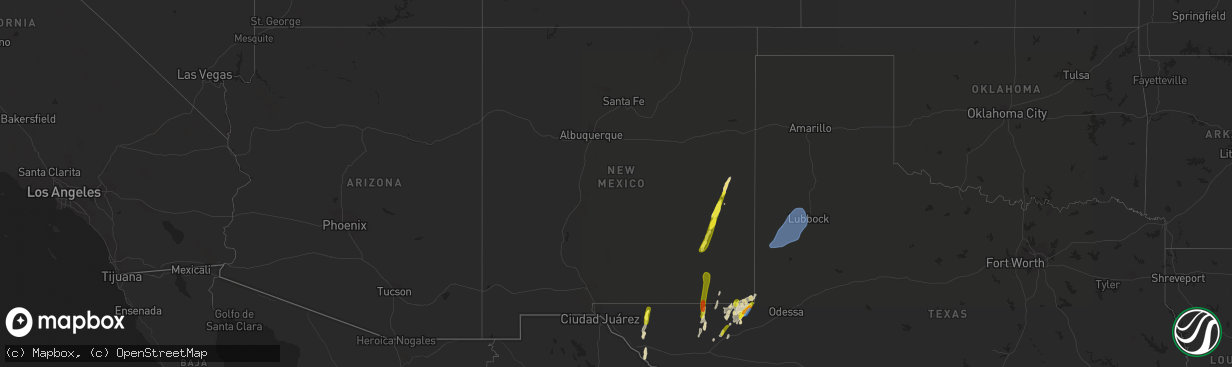 Hail map in New Mexico on September 29, 2019