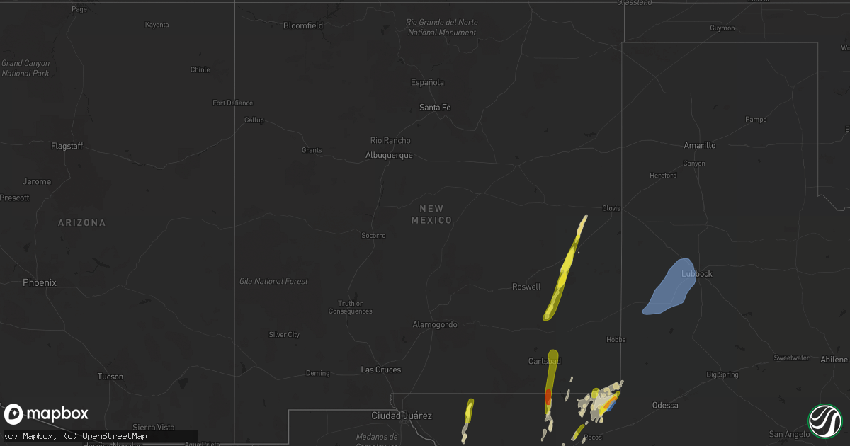 Hail map in New Mexico on September 29, 2019