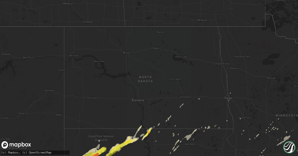 Hail map in North Dakota on September 29, 2019