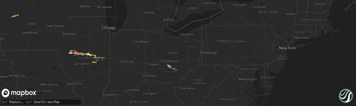 Hail map in Ohio on September 29, 2019