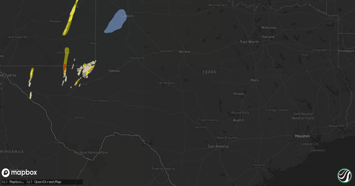 Hail map in Texas on September 29, 2019