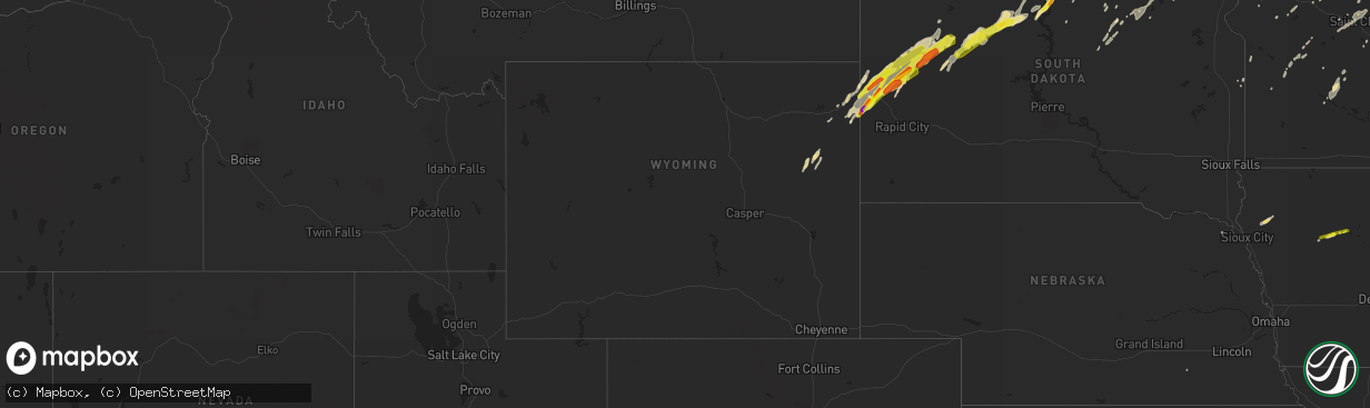 Hail map in Wyoming on September 29, 2019