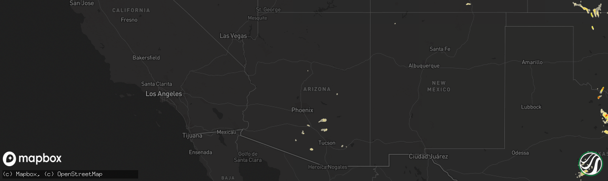 Hail map in Arizona on September 29, 2021