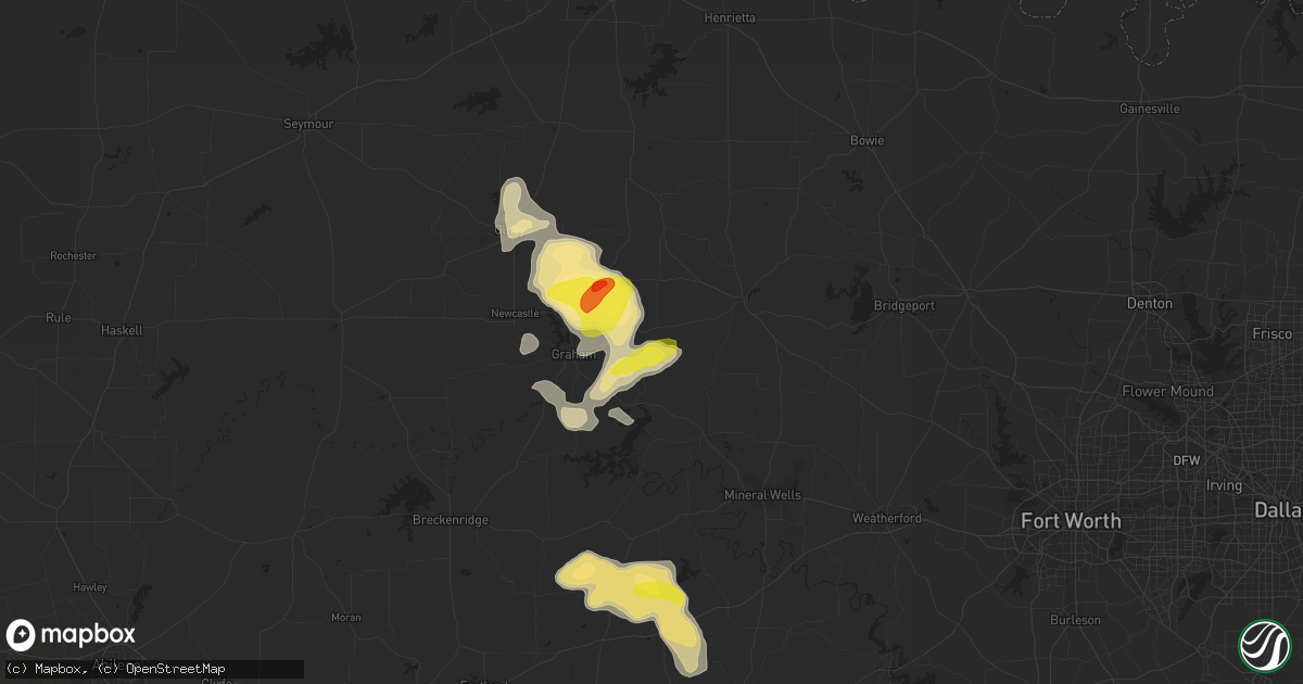Hail map in Bryson, TX on September 29, 2021