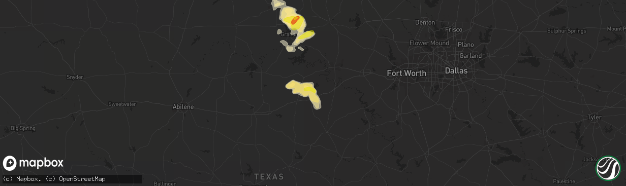 Hail map in Gordon, TX on September 29, 2021