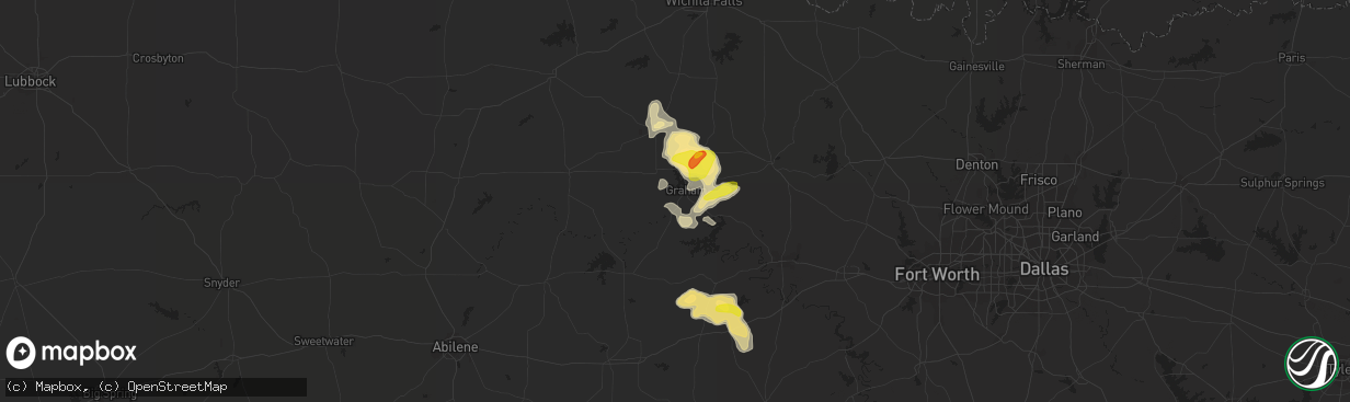 Hail map in Graham, TX on September 29, 2021