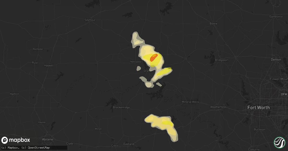 Hail map in Graham, TX on September 29, 2021
