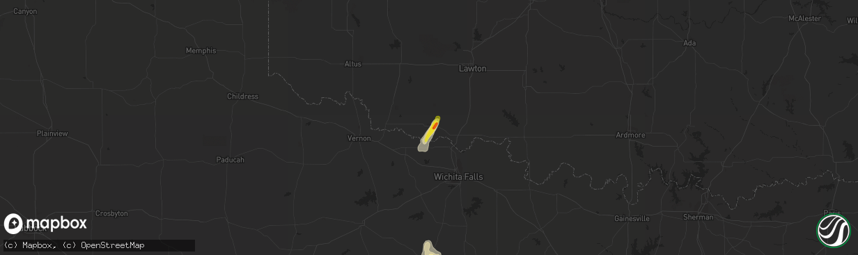 Hail map in Grandfield, OK on September 29, 2021