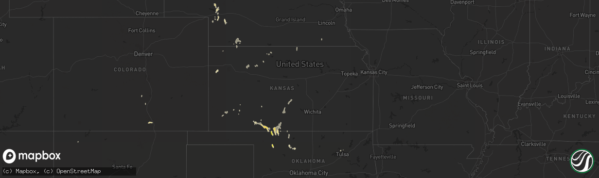 Hail map in Kansas on September 29, 2021