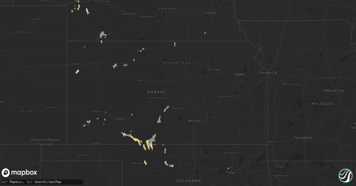 Hail map in Kansas on September 29, 2021
