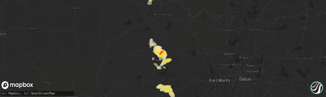 Hail map in Loving, TX on September 29, 2021