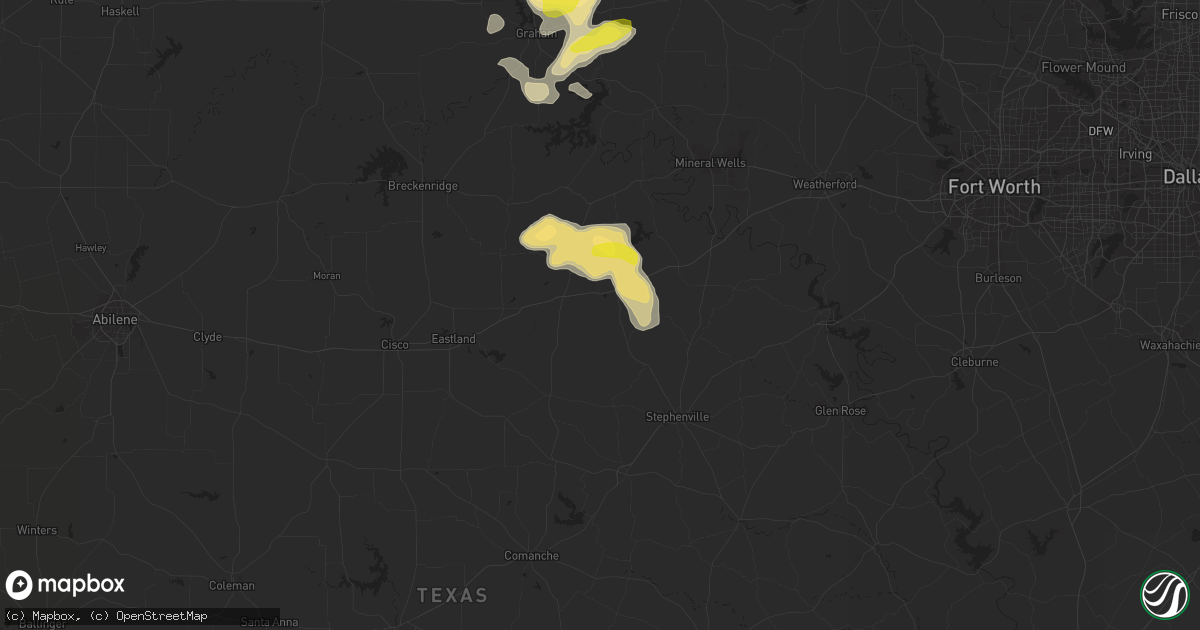 Hail map in Mingus, TX on September 29, 2021