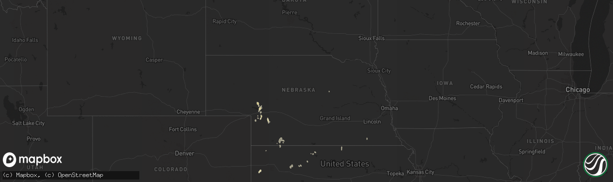 Hail map in Nebraska on September 29, 2021